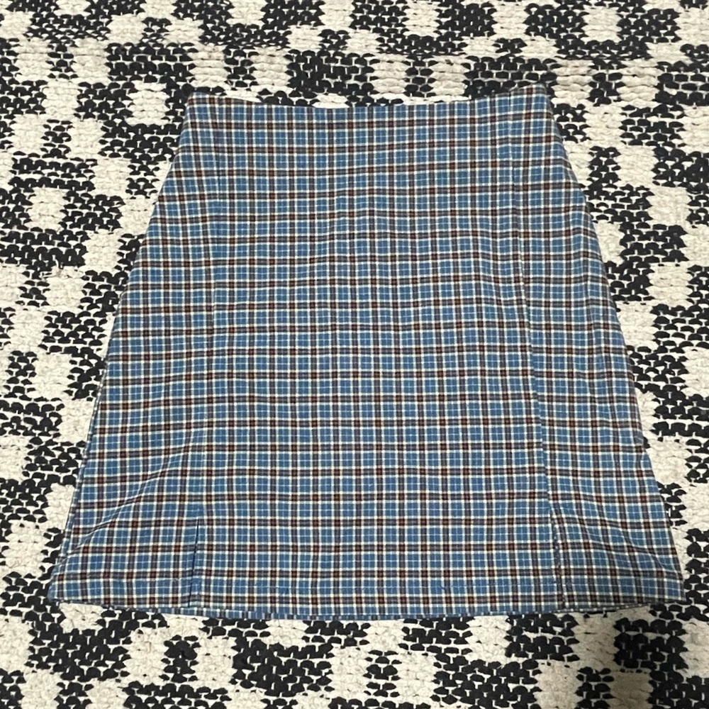Blue & yellow plaid John Galt Brandy Melville skirt with slits